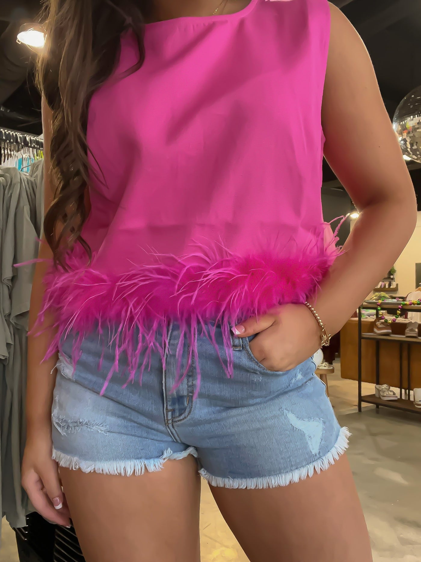 Fancy in Feathers Tank-100 - TOPS - SHORT SLEEVE/SLEEVELESS-LEATHER & LACE-[option4]-[option5]-[option6]-Leather & Lace Boutique Shop