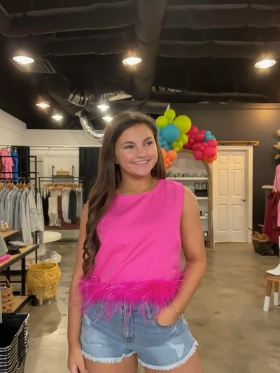 Fancy in Feathers Tank-100 - TOPS - SHORT SLEEVE/SLEEVELESS-LEATHER & LACE-[option4]-[option5]-[option6]-Leather & Lace Boutique Shop