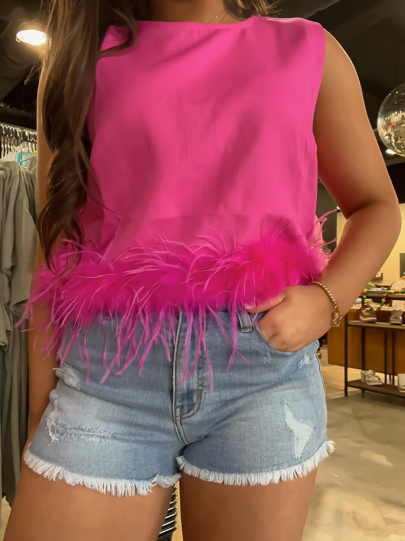 Fancy in Feathers Tank-100 - TOPS - SHORT SLEEVE/SLEEVELESS-LEATHER & LACE-[option4]-[option5]-[option6]-Leather & Lace Boutique Shop