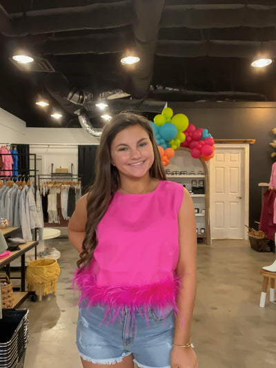 Fancy in Feathers Tank-100 - TOPS - SHORT SLEEVE/SLEEVELESS-LEATHER & LACE-[option4]-[option5]-[option6]-Leather & Lace Boutique Shop