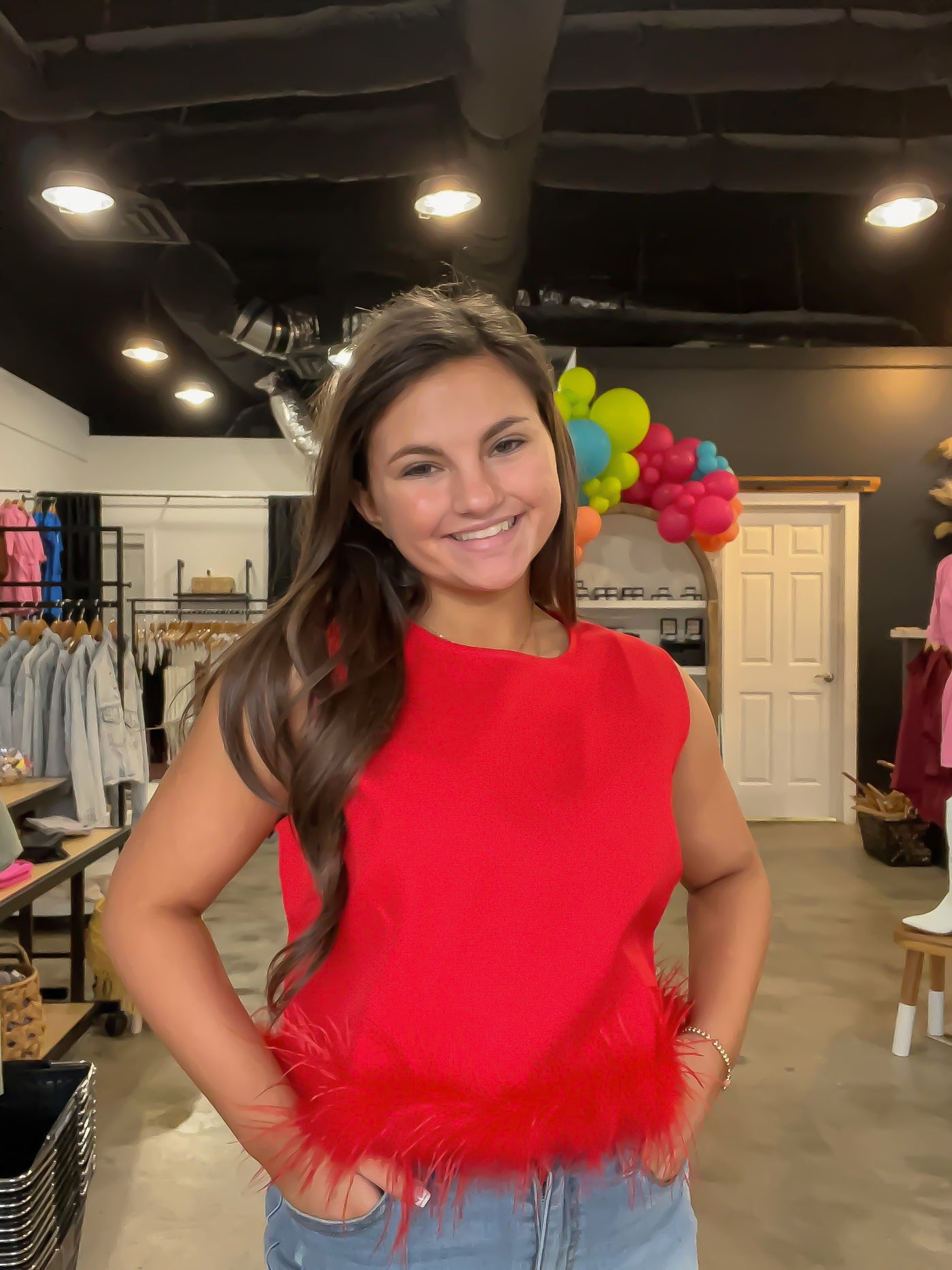 Fancy in Feathers Tank-100 - TOPS - SHORT SLEEVE/SLEEVELESS-LEATHER & LACE-[option4]-[option5]-[option6]-Leather & Lace Boutique Shop