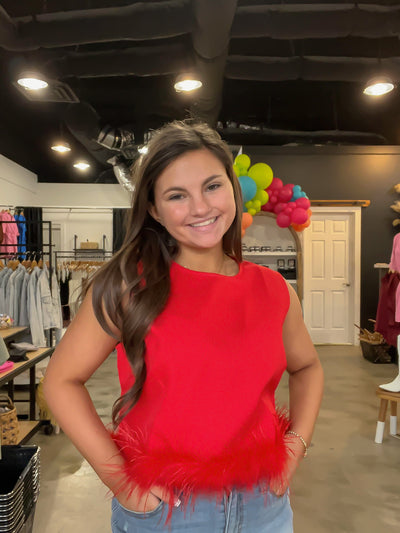 Fancy in Feathers Tank-100 - TOPS - SHORT SLEEVE/SLEEVELESS-LEATHER & LACE-[option4]-[option5]-[option6]-Leather & Lace Boutique Shop