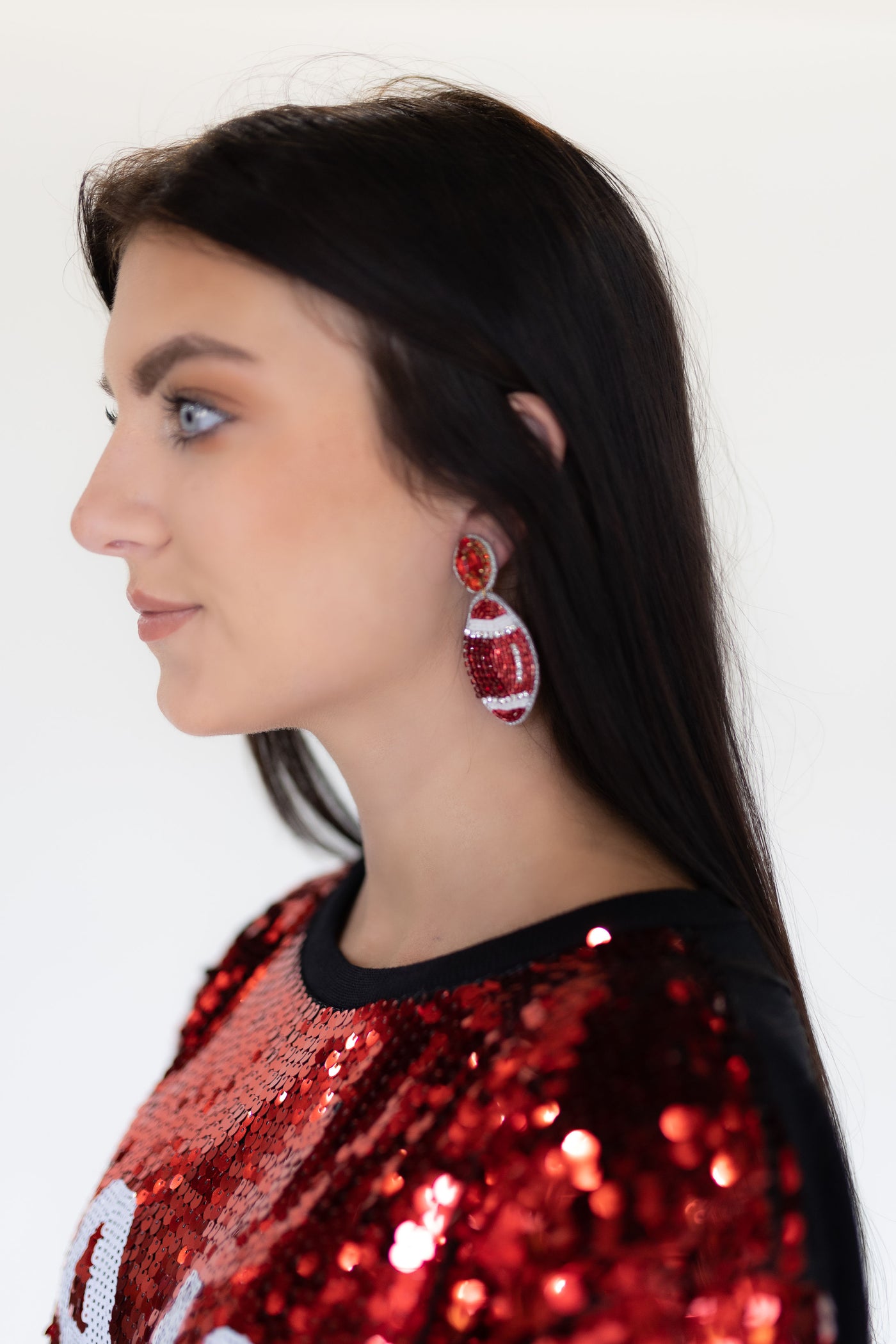 Beaded Football Earrings-190 - ACCESSORIES - JEWELRY-TAYLOR SHAYE-[option4]-[option5]-[option6]-Leather & Lace Boutique Shop