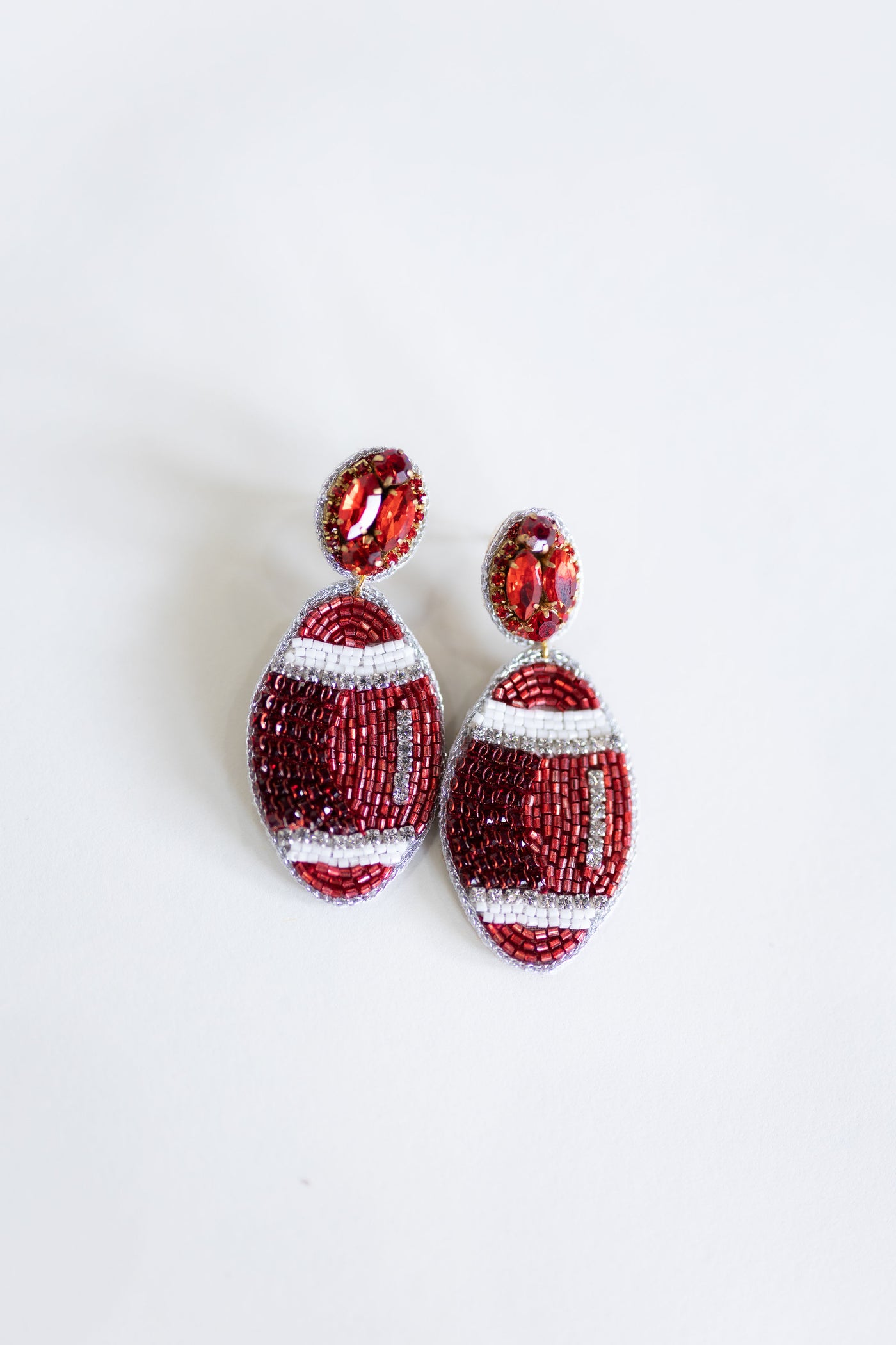 Beaded Football Earrings-190 - ACCESSORIES - JEWELRY-TAYLOR SHAYE-[option4]-[option5]-[option6]-Leather & Lace Boutique Shop