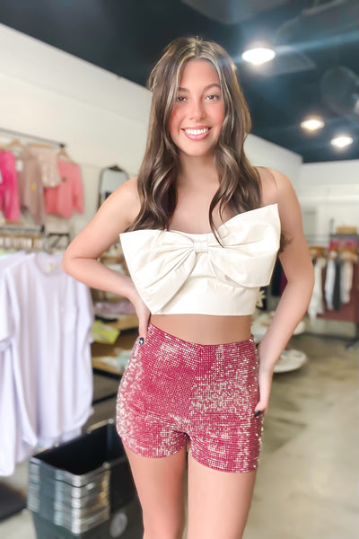 Look What You Made Me Do Rhinestone Shorts - Crimson-160 - BOTTOMS - OTHER-LEATHER & LACE-[option4]-[option5]-[option6]-Leather & Lace Boutique Shop