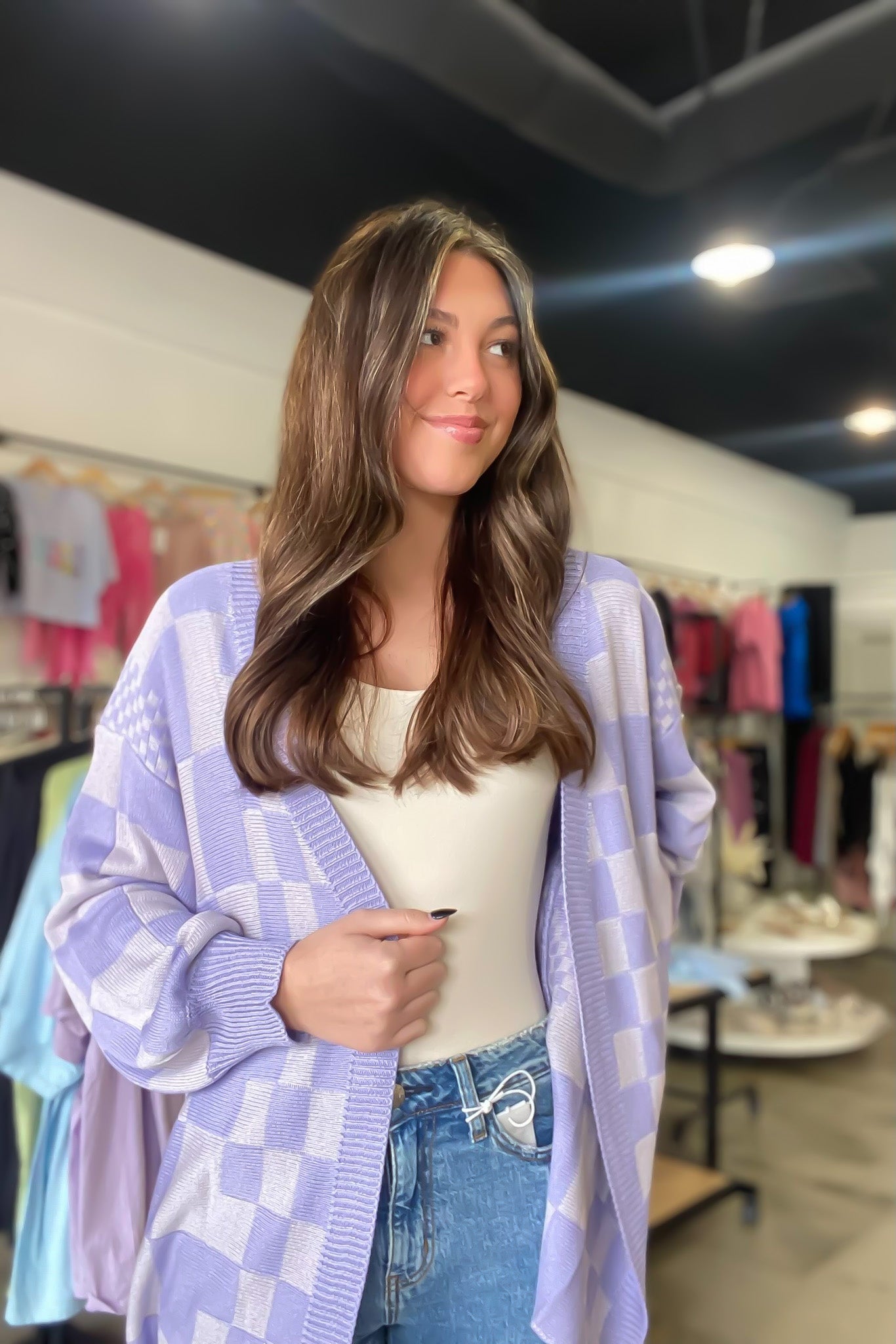 Love Your Enthusiasm Checkered Cardigan-140 - TOPS - LAYERS/OUTERWEAR-ANNIEWEAR-[option4]-[option5]-[option6]-Leather & Lace Boutique Shop