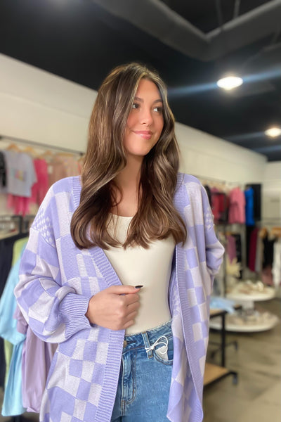 Love Your Enthusiasm Checkered Cardigan-140 - TOPS - LAYERS/OUTERWEAR-ANNIEWEAR-[option4]-[option5]-[option6]-Leather & Lace Boutique Shop