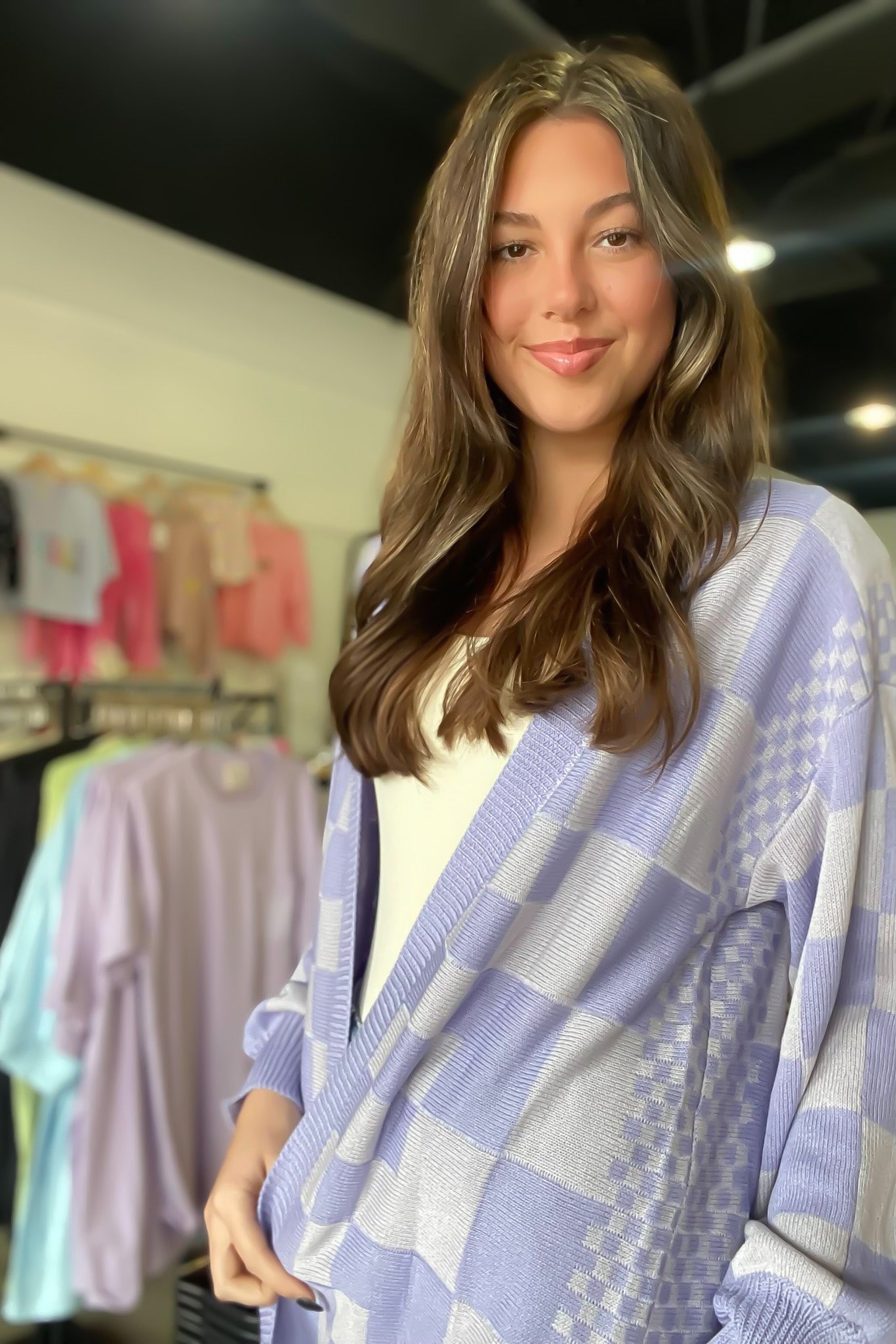 Love Your Enthusiasm Checkered Cardigan-140 - TOPS - LAYERS/OUTERWEAR-ANNIEWEAR-[option4]-[option5]-[option6]-Leather & Lace Boutique Shop
