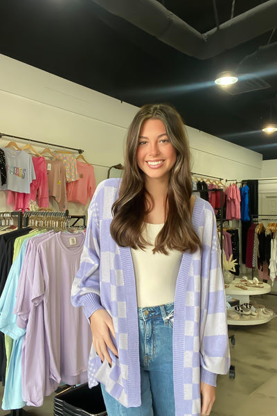 Love Your Enthusiasm Checkered Cardigan-140 - TOPS - LAYERS/OUTERWEAR-ANNIEWEAR-[option4]-[option5]-[option6]-Leather & Lace Boutique Shop
