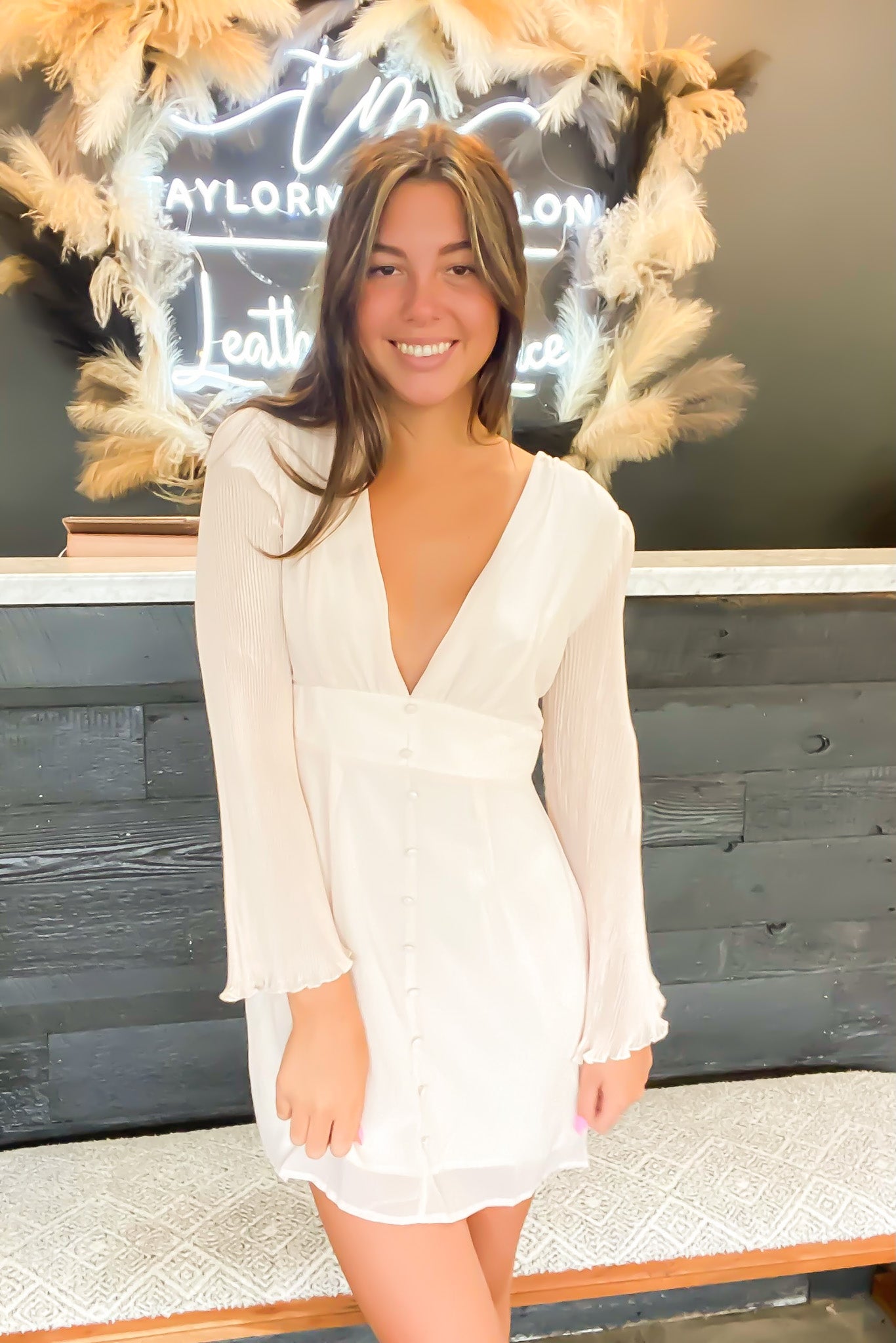 Love Story Long Sleeve Mini Dress-170 - DRESSES / ROMPERS / SETS-LEATHER & LACE-[option4]-[option5]-[option6]-Leather & Lace Boutique Shop