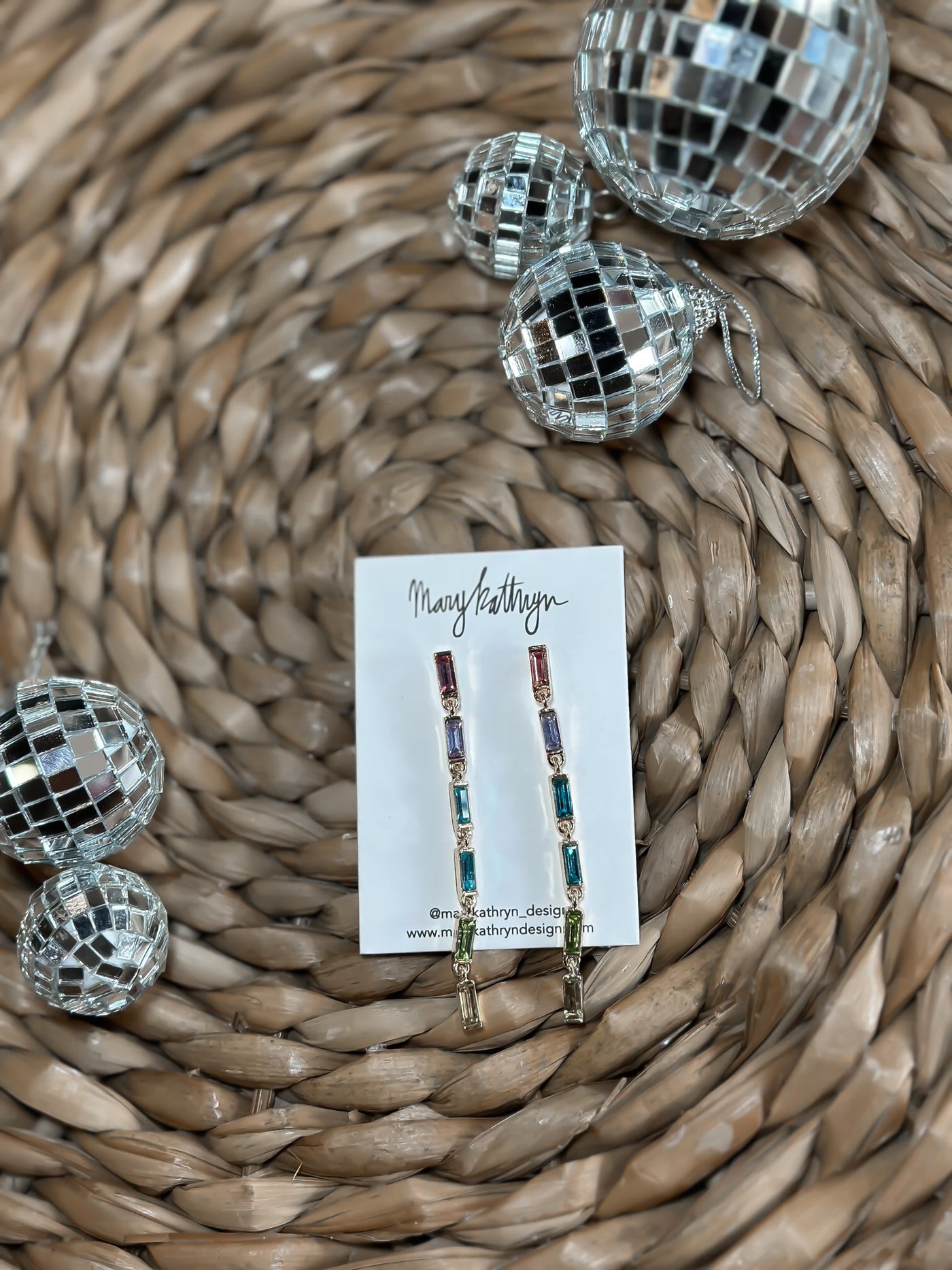 Rainbow Baguette Drop Earrings-190 - ACCESSORIES - JEWELRY-MARY KATHERINE DESIGNS-[option4]-[option5]-[option6]-Leather & Lace Boutique Shop