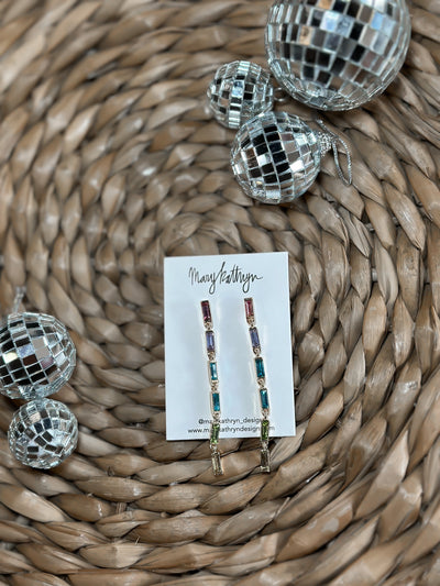 Rainbow Baguette Drop Earrings-190 - ACCESSORIES - JEWELRY-MARY KATHERINE DESIGNS-[option4]-[option5]-[option6]-Leather & Lace Boutique Shop