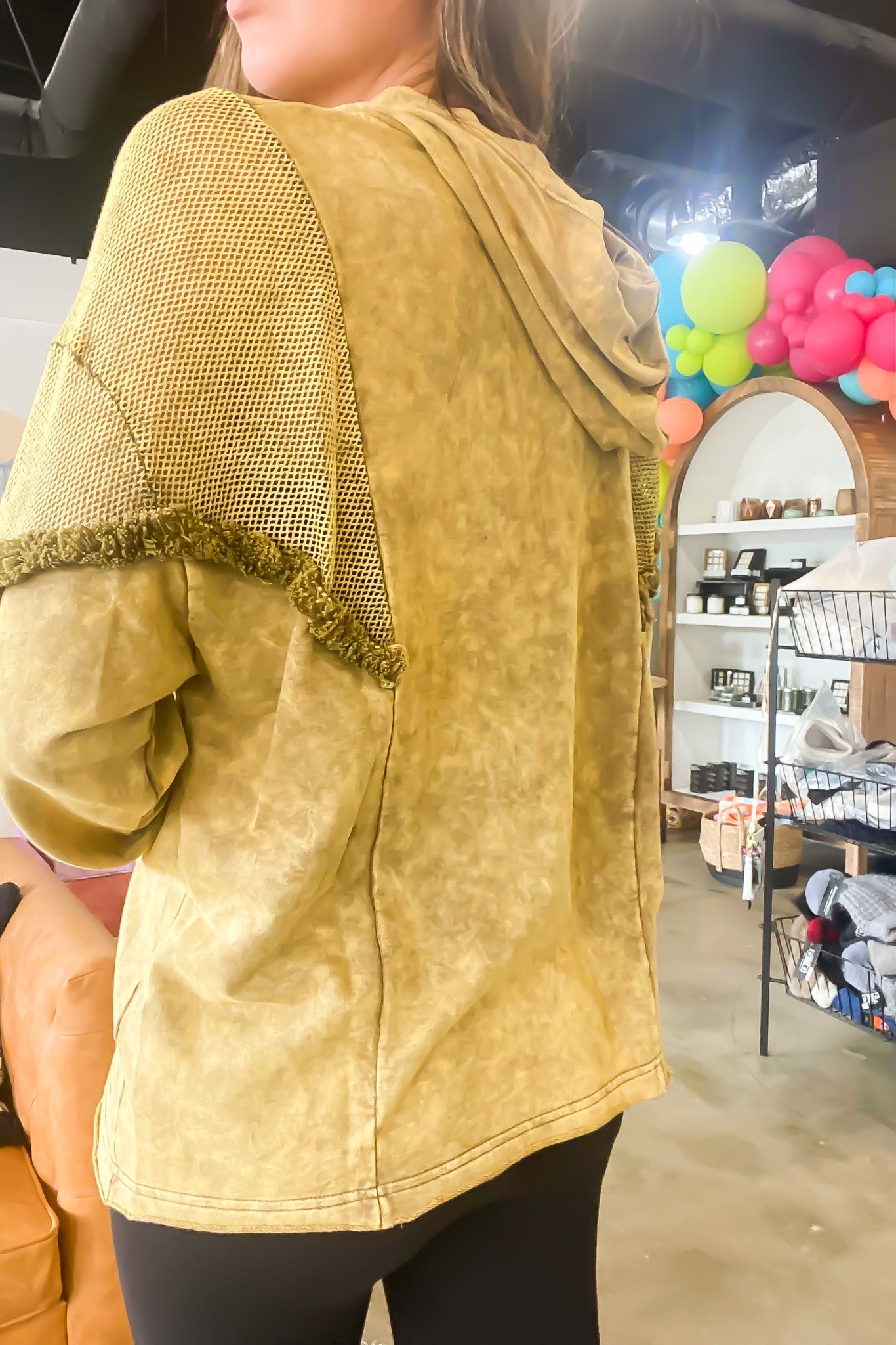 Mineral Wash Mesh Hoodie-130 - TOPS - SWEATERS/SWEATSHIRTS-MACARON-[option4]-[option5]-[option6]-Leather & Lace Boutique Shop