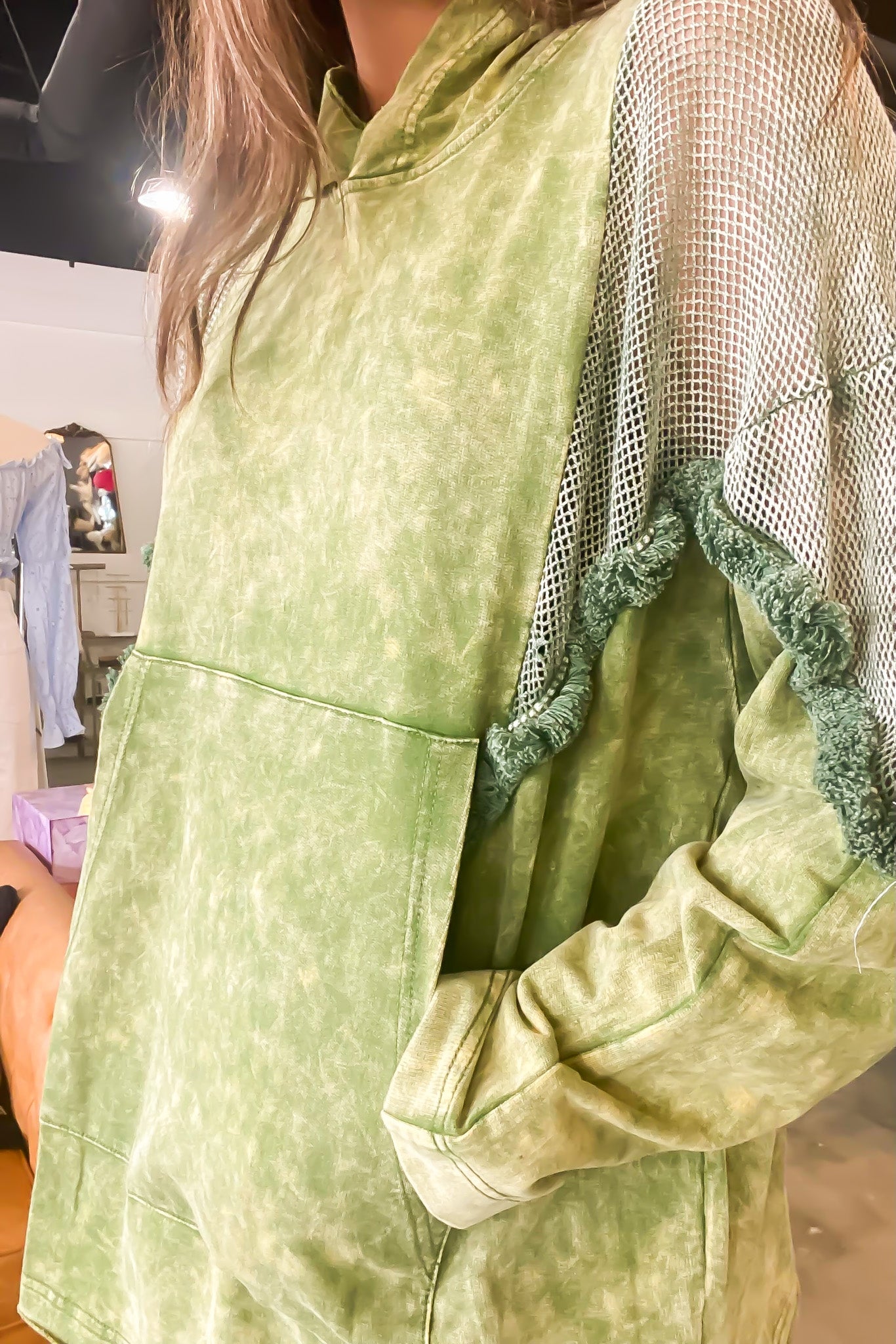 Mineral Wash Mesh Hoodie-130 - TOPS - SWEATERS/SWEATSHIRTS-MACARON-[option4]-[option5]-[option6]-Leather & Lace Boutique Shop
