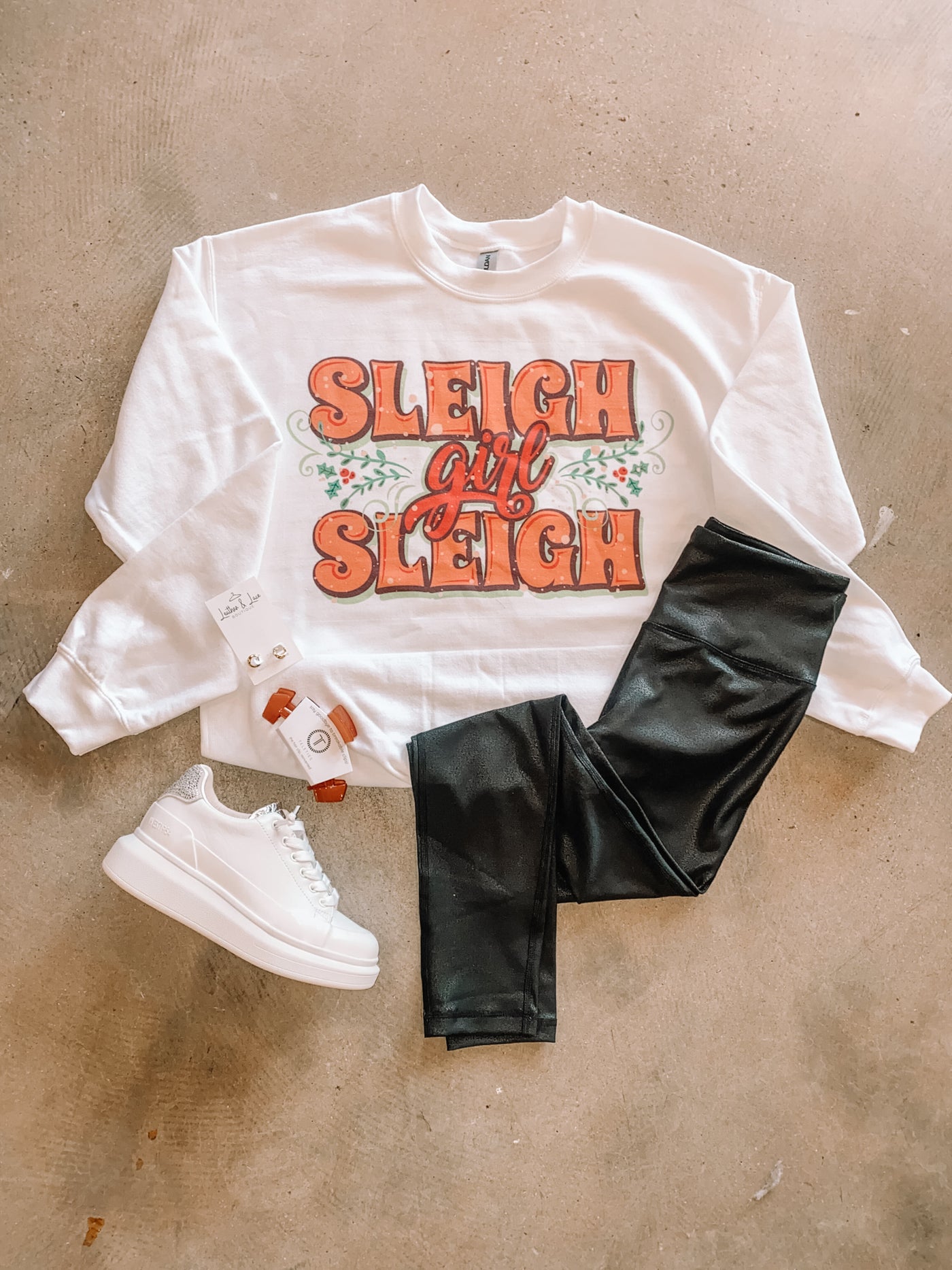 Sleigh Girl Graphic Sweatshirt-135 - DEMAND GRAPHIC-LEATHER & LACE-[option4]-[option5]-[option6]-Leather & Lace Boutique Shop