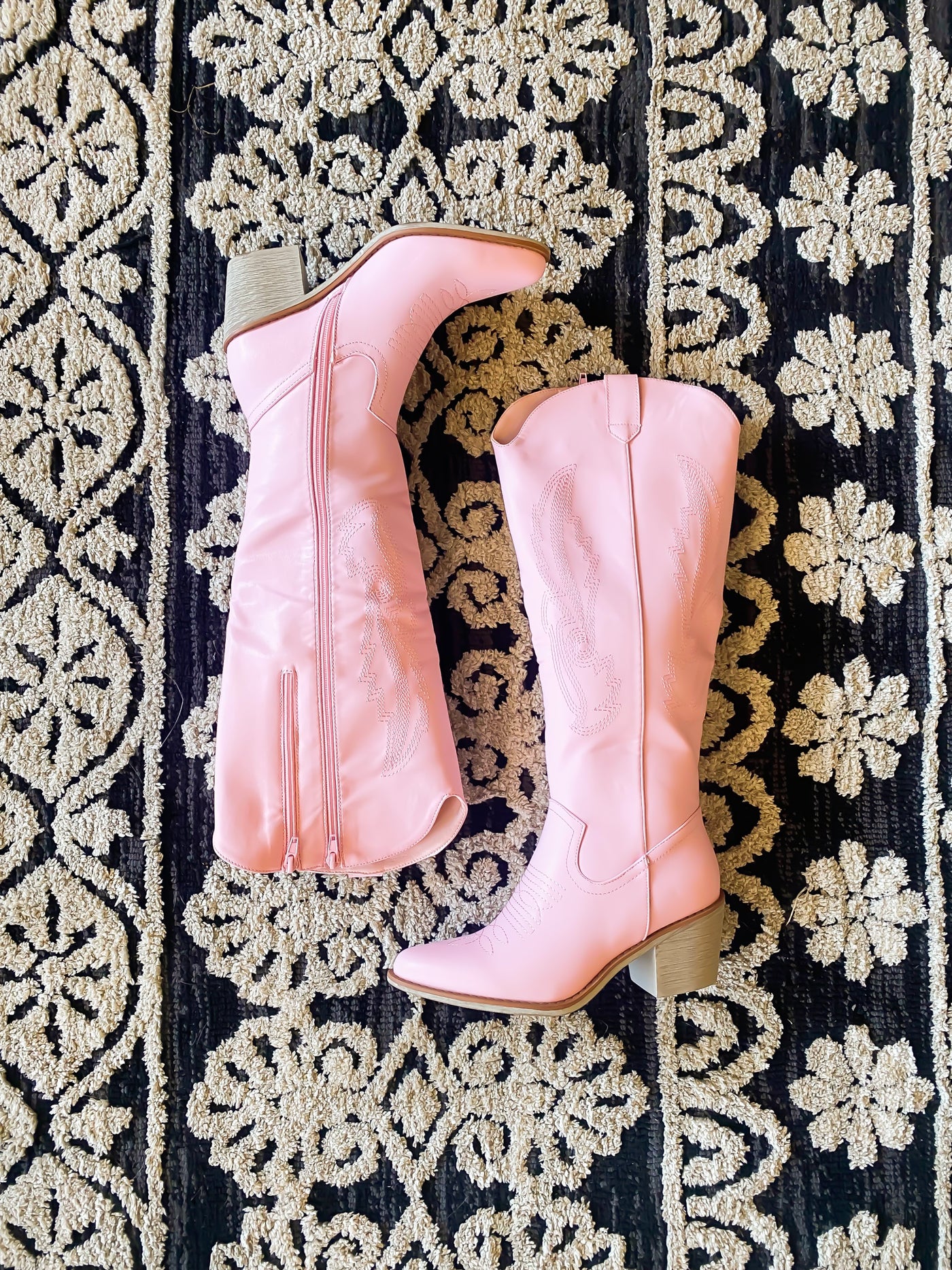 Baby Pink Cowgirl Boots-180 - SHOES-OLEM-[option4]-[option5]-[option6]-Leather & Lace Boutique Shop