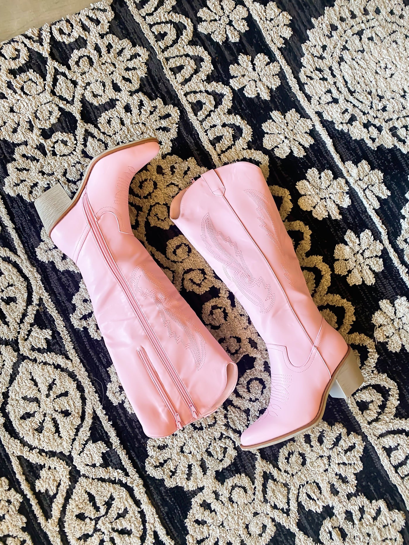 Baby Pink Cowgirl Boots-180 - SHOES-OLEM-[option4]-[option5]-[option6]-Leather & Lace Boutique Shop