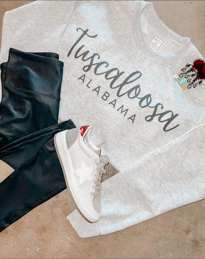 Tuscaloosa Cursive Graphic Sweatshirt-135 - DEMAND GRAPHIC-LEATHER & LACE-[option4]-[option5]-[option6]-Leather & Lace Boutique Shop