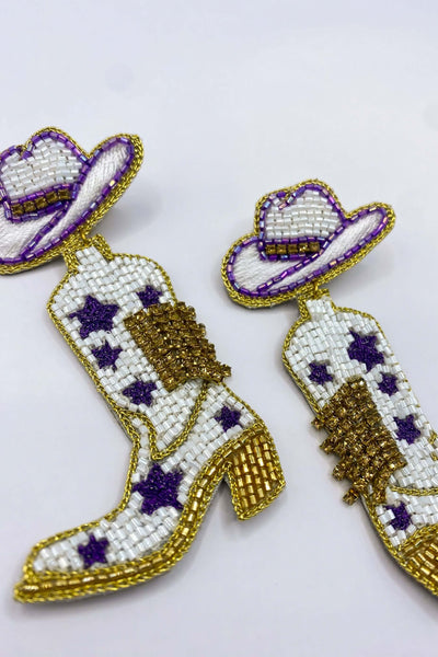 Alex Star Beaded Boot Earrings-190 - ACCESSORIES - JEWELRY-TAYLOR SHAYE-[option4]-[option5]-[option6]-Leather & Lace Boutique Shop