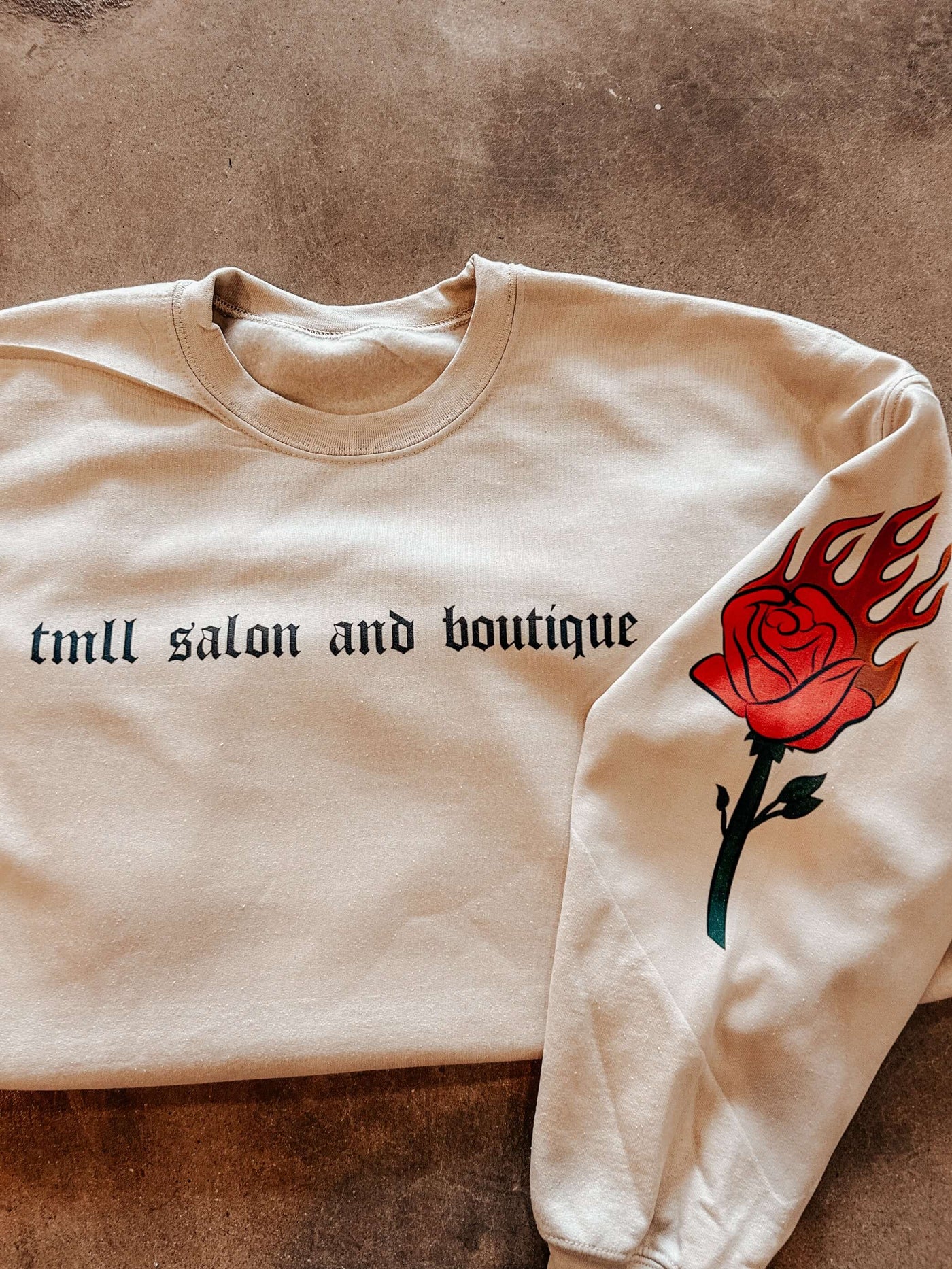 Flaming Rose Graphic Sweatshirt-135 - DEMAND GRAPHIC-LEATHER & LACE-[option4]-[option5]-[option6]-Leather & Lace Boutique Shop