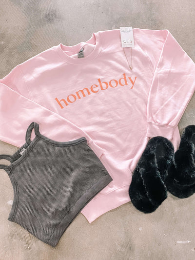 Homebody Graphic Sweatshirt-135 - DEMAND GRAPHIC-LEATHER & LACE-[option4]-[option5]-[option6]-Leather & Lace Boutique Shop
