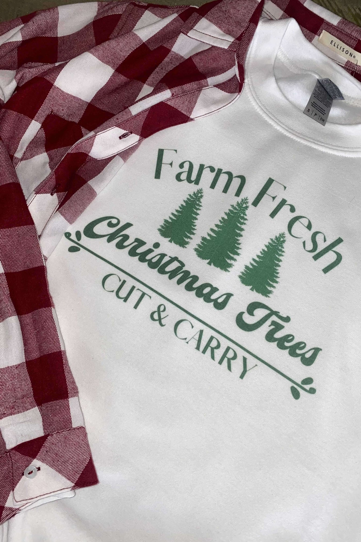 Farm Fresh Christmas Trees Graphic Sweatshirt-135 - DEMAND GRAPHIC-LEATHER & LACE-[option4]-[option5]-[option6]-Leather & Lace Boutique Shop