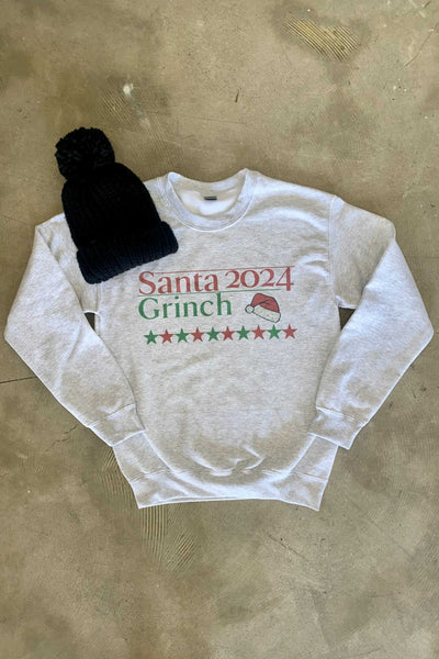 Santa Grinch 2024 Graphic Sweatshirt-135 - DEMAND GRAPHIC-LEATHER & LACE-[option4]-[option5]-[option6]-Leather & Lace Boutique Shop