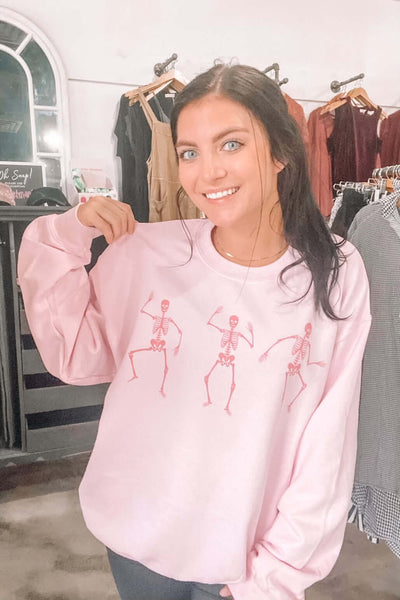 Dancing Skeletons Graphic Sweatshirt-135 - DEMAND GRAPHIC-LEATHER & LACE-[option4]-[option5]-[option6]-Leather & Lace Boutique Shop