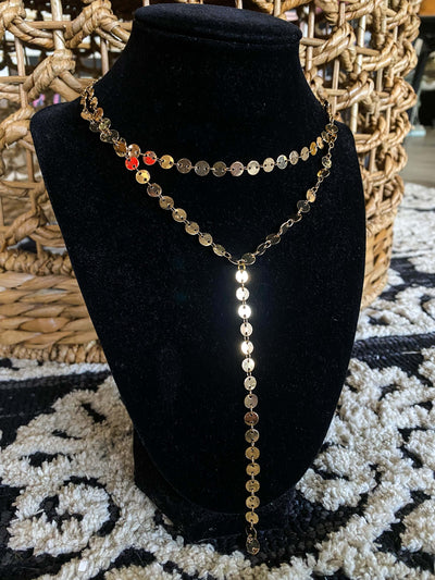 14K Jewelry Sale-190 - ACCESSORIES - JEWELRY-Leather & Lace - Tuscaloosa/Birmingham-Double Layer Coin Necklace- Gold-[option4]-[option5]-[option6]-Leather & Lace Boutique Shop