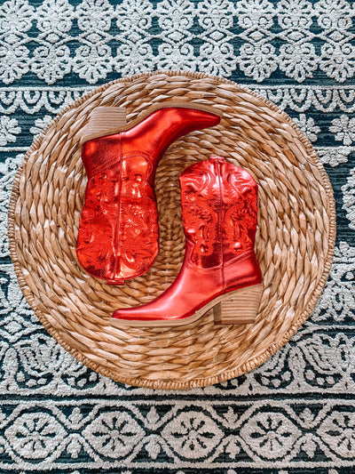 Metallic Red Hot Cowgirl Boots-180 - SHOES-BEAST-[option4]-[option5]-[option6]-Leather & Lace Boutique Shop