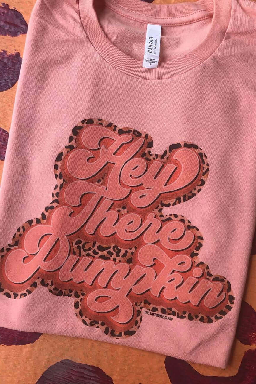 Hey There Pumpkin Tee - Peach-210 - TOPS - GRAPHIC TEES DROPSHIP-Miss Mudpie-[option4]-[option5]-[option6]-Leather & Lace Boutique Shop