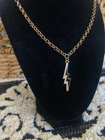 14K Jewelry Sale-190 - ACCESSORIES - JEWELRY-Leather & Lace - Tuscaloosa/Birmingham-Black Bolt Necklace-[option4]-[option5]-[option6]-Leather & Lace Boutique Shop