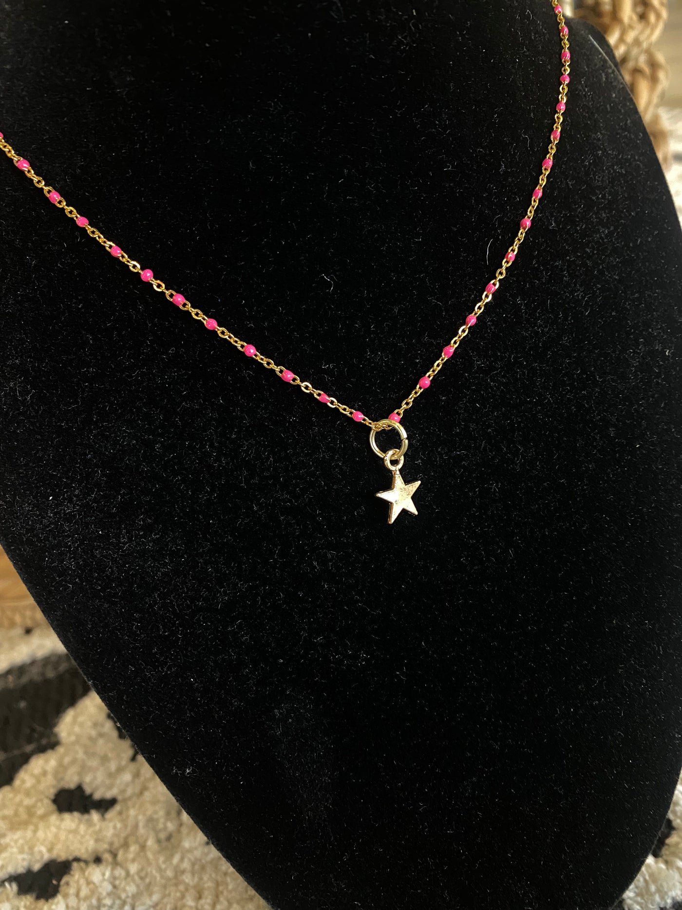 14K Jewelry Sale-190 - ACCESSORIES - JEWELRY-Leather & Lace - Tuscaloosa/Birmingham-Pink Enamel Star Necklace-[option4]-[option5]-[option6]-Leather & Lace Boutique Shop