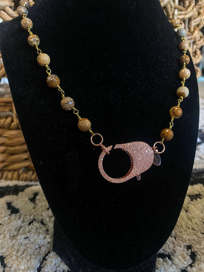 14K Jewelry Sale-190 - ACCESSORIES - JEWELRY-Leather & Lace - Tuscaloosa/Birmingham-Jasper Rose Gold Clasp Necklace-[option4]-[option5]-[option6]-Leather & Lace Boutique Shop