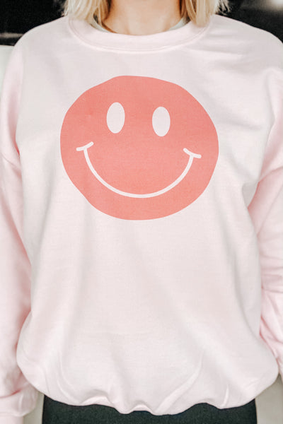 Pink Smiles Graphic Sweatshirt-135 - DEMAND GRAPHIC-LEATHER & LACE-[option4]-[option5]-[option6]-Leather & Lace Boutique Shop