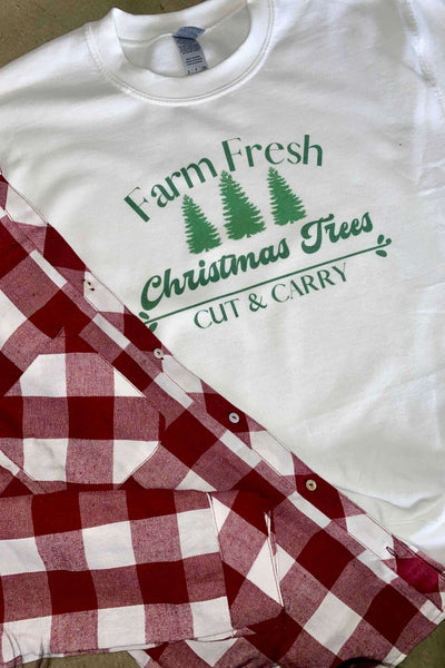 Farm Fresh Christmas Trees Graphic Sweatshirt-135 - DEMAND GRAPHIC-LEATHER & LACE-[option4]-[option5]-[option6]-Leather & Lace Boutique Shop