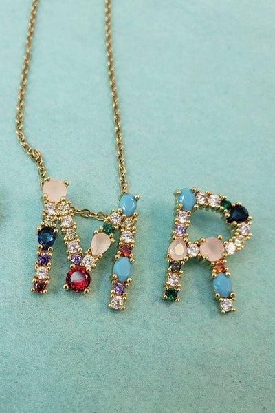 You’re a Gem Initial Necklace-210 - ACCESSORIES DROPSHIP-BNN-[option4]-[option5]-[option6]-Leather & Lace Boutique Shop