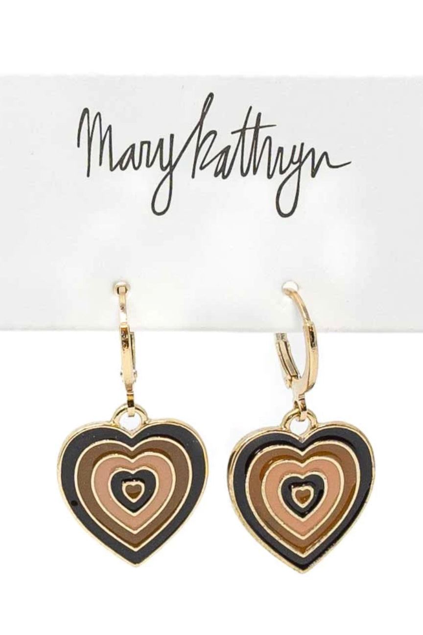 Brown Heart Huggies-190 - ACCESSORIES - JEWELRY-MARY KATHERINE DESIGNS-[option4]-[option5]-[option6]-Leather & Lace Boutique Shop