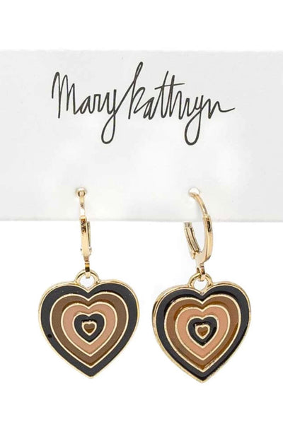Brown Heart Huggies-190 - ACCESSORIES - JEWELRY-MARY KATHERINE DESIGNS-[option4]-[option5]-[option6]-Leather & Lace Boutique Shop