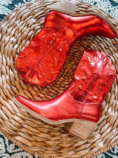 Metallic Red Hot Cowgirl Boots-180 - SHOES-BEAST-[option4]-[option5]-[option6]-Leather & Lace Boutique Shop