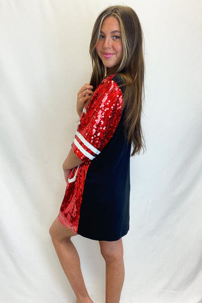 Jersey T-Shirt Sequin Dress-170 - DRESSES / ROMPERS / SETS-WHY DRESS-One Size-[option4]-[option5]-[option6]-Leather & Lace Boutique Shop