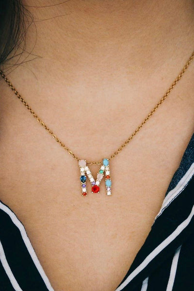 You’re a Gem Initial Necklace-210 - ACCESSORIES DROPSHIP-BNN-[option4]-[option5]-[option6]-Leather & Lace Boutique Shop