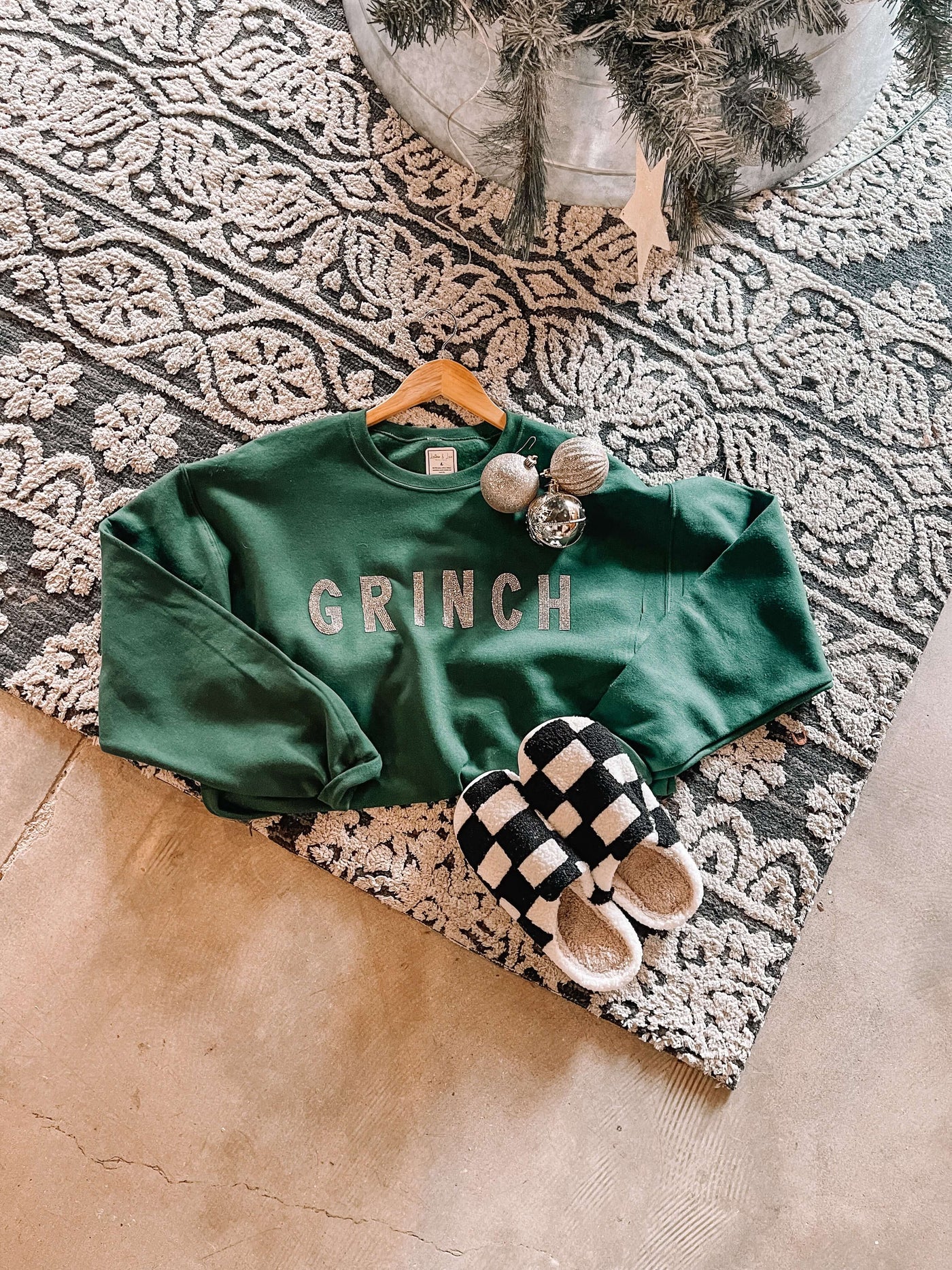 Grinch Rhinestone Graphic Sweatshirt-135 - DEMAND GRAPHIC-LEATHER & LACE-[option4]-[option5]-[option6]-Leather & Lace Boutique Shop