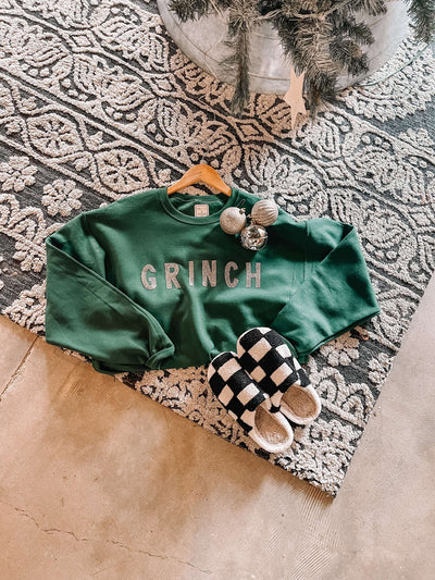 Grinch Rhinestone Graphic Sweatshirt-135 - DEMAND GRAPHIC-LEATHER & LACE-[option4]-[option5]-[option6]-Leather & Lace Boutique Shop