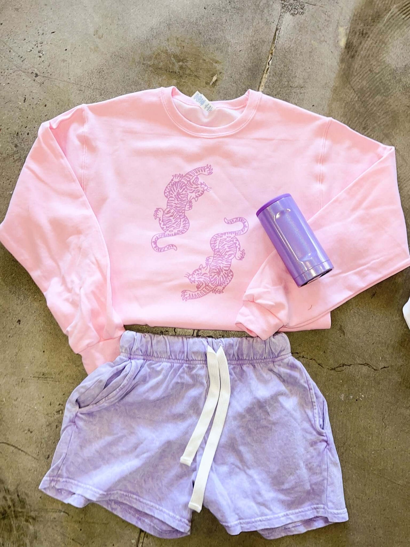 Dancing Tigers Graphic Sweatshirt - Pink-135 - DEMAND GRAPHIC-LEATHER & LACE-[option4]-[option5]-[option6]-Leather & Lace Boutique Shop