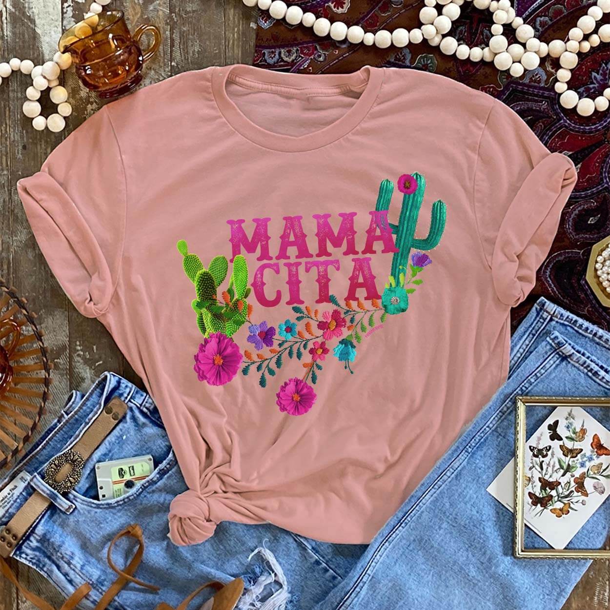 Mama-cita Tee- Peach-210 - TOPS - GRAPHIC TEES DROPSHIP-Miss Mudpie-[option4]-[option5]-[option6]-Leather & Lace Boutique Shop