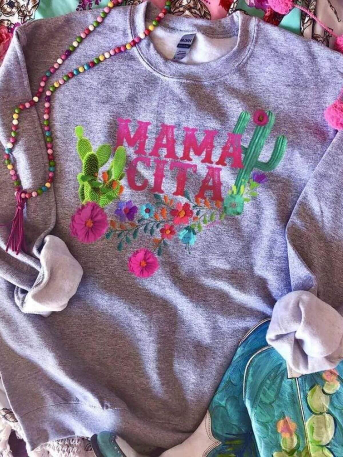 Mamacita Sweatshirt-210 - TOPS - GRAPHIC TEES DROPSHIP-miss mudpie-[option4]-[option5]-[option6]-Leather & Lace Boutique Shop