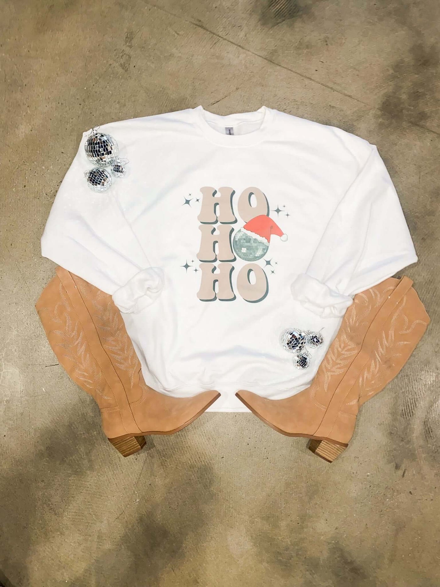 Ho Ho at the Disco Graphic Sweatshirt-135 - DEMAND GRAPHIC-LEATHER & LACE-[option4]-[option5]-[option6]-Leather & Lace Boutique Shop