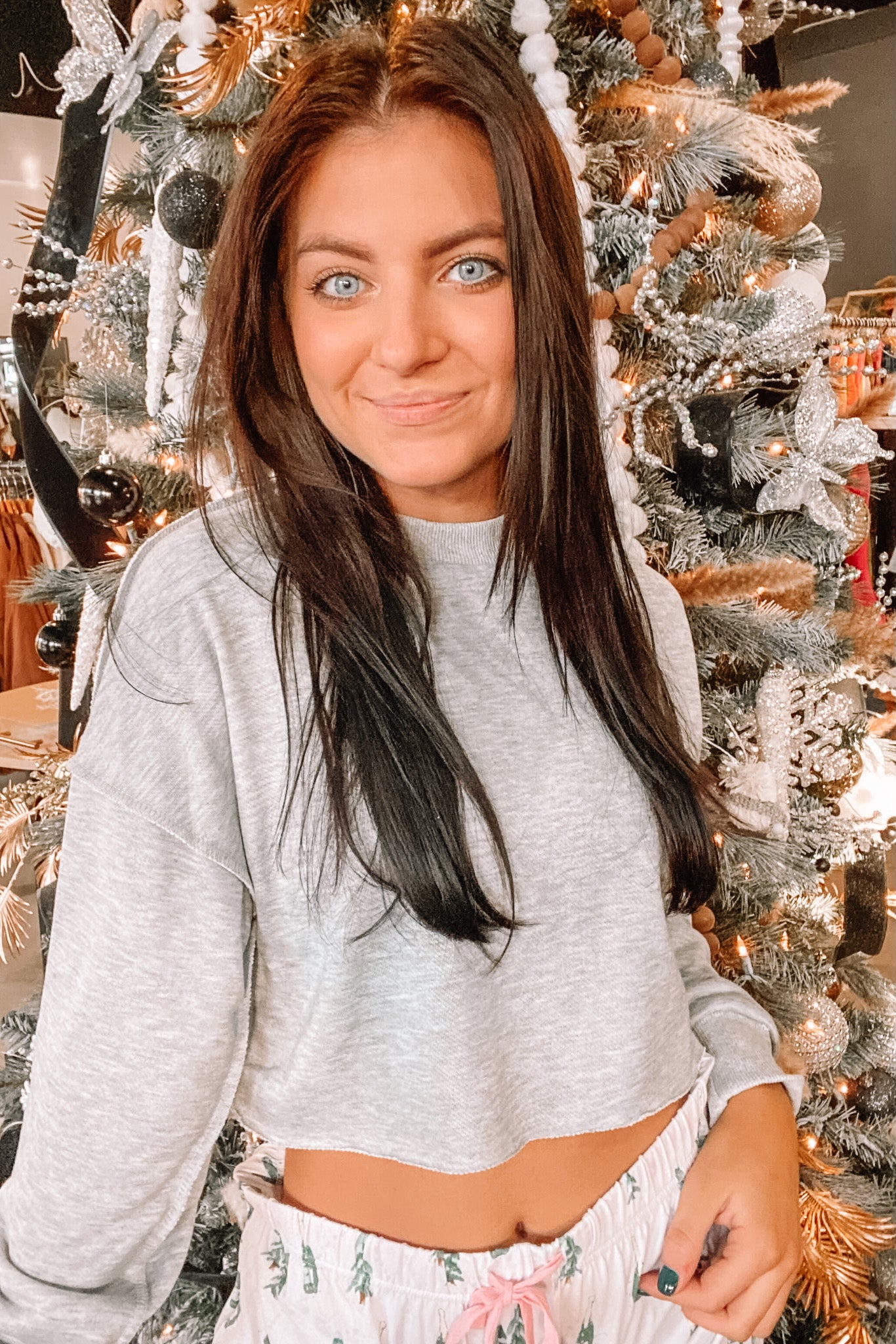 Why Not Crop Sweatshirt-130 - TOPS - SWEATERS/SWEATSHIRTS-MISS SPARKLING-S-Light Grey-[option4]-[option5]-[option6]-Leather & Lace Boutique Shop