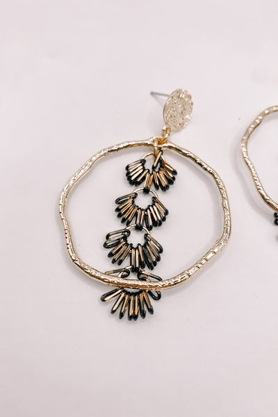 Chain Tassel Hoops - Black-190 - ACCESSORIES - JEWELRY-TAYLOR SHAYE-[option4]-[option5]-[option6]-Leather & Lace Boutique Shop